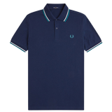 Polo FRED PERRY M3600 Azul Tenis / Blanco Nieve / Verde Menta intenso