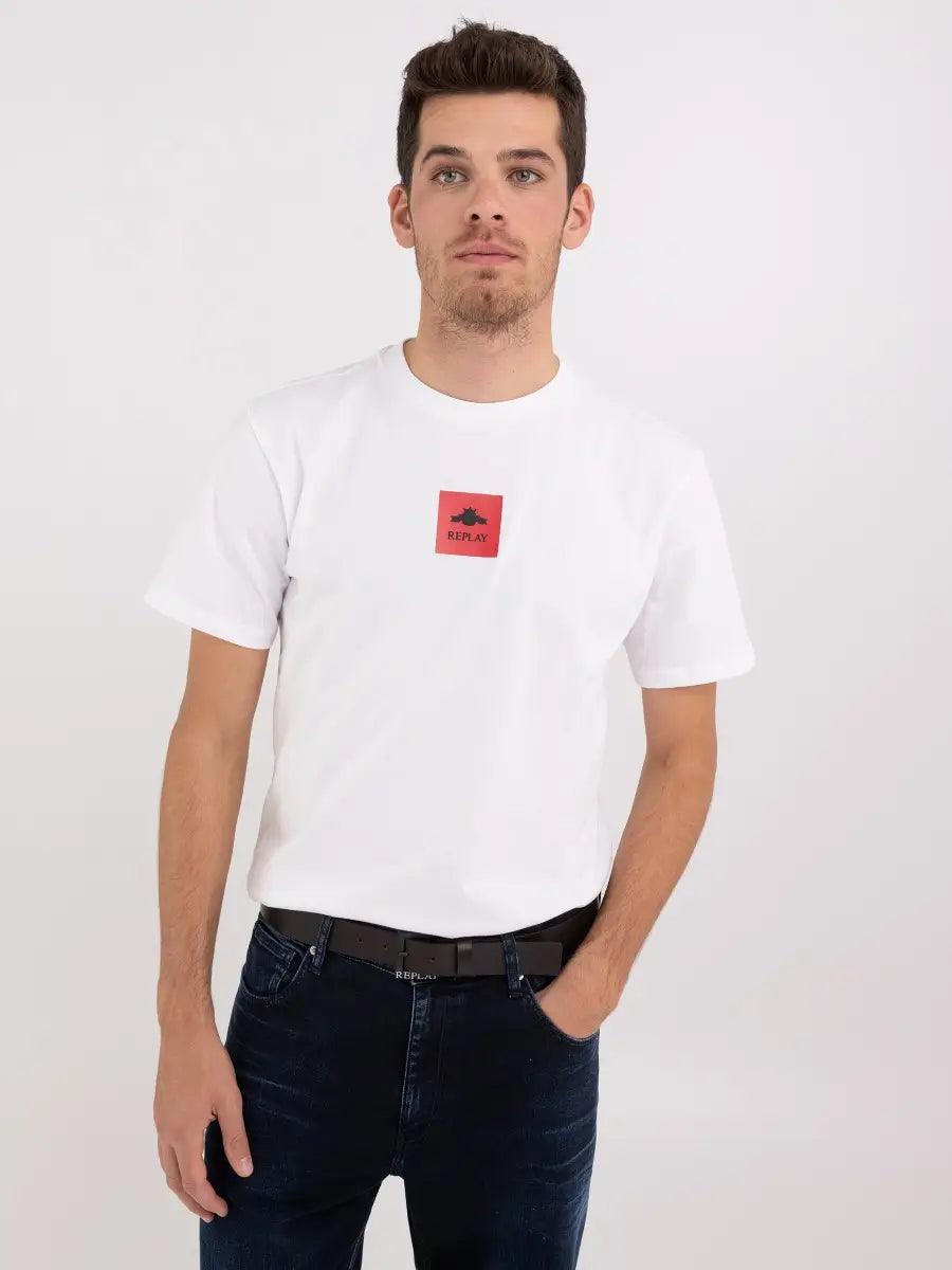 Camiseta Replay de Punto con Logo Archivio - ECRU