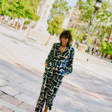 B.YOUNG Ihamma Bluse mit geometrischem Muster in Mittelblau