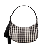 Bolso BAGGU Medium Nylon Crescent Black and Cream Gingham