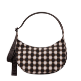 Bolso BAGGU Medium Nylon Crescent Blurred Gingham Brown