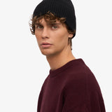 Unisex Beanie Recycled Merino Wool Deep Black