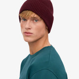 Unisex Beanie Recycled Merino Wool Oxblood Red