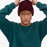 Unisex Beanie Recycled Merino Wool Oxblood Red
