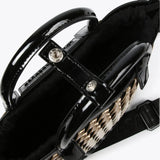 LOLA CASADEMUNT Mini Braided Tote Bag in Black and Ecru 