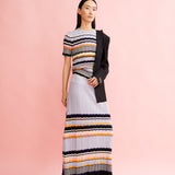 ARMEDANGELS Skirt Minnaa Stripes Misty Morning Deep Rosalilly
