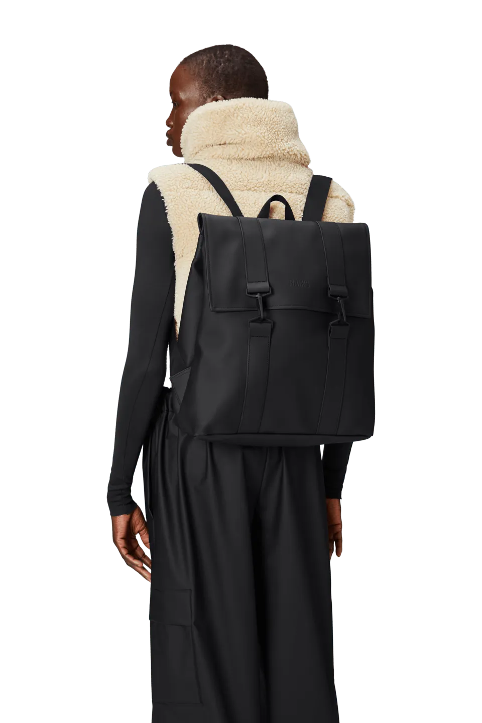 Mochila Rains Impermeable MSN Bag Negra - ECRU