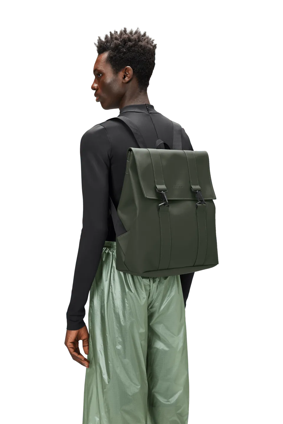 Mochila Rains Impermeable MSN Bag Verde - ECRU