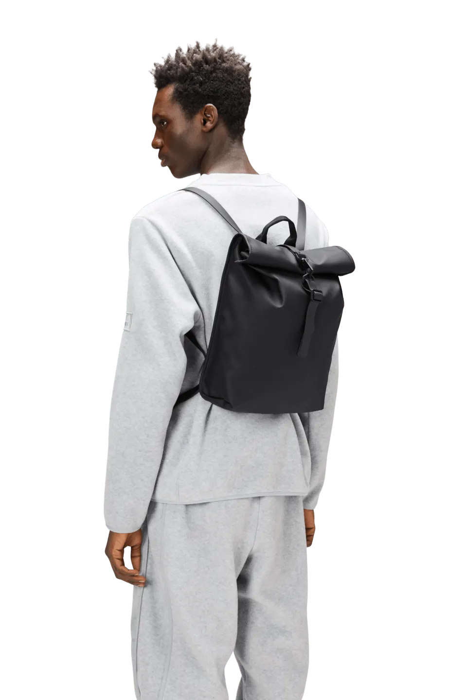 Mochila Rains Rolltop Rucksack Mini Negro - ECRU