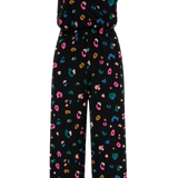 Mono Sugarhill Katrina Cropped de Algodón Orgánico Black Paintbox Leopard - ECRU