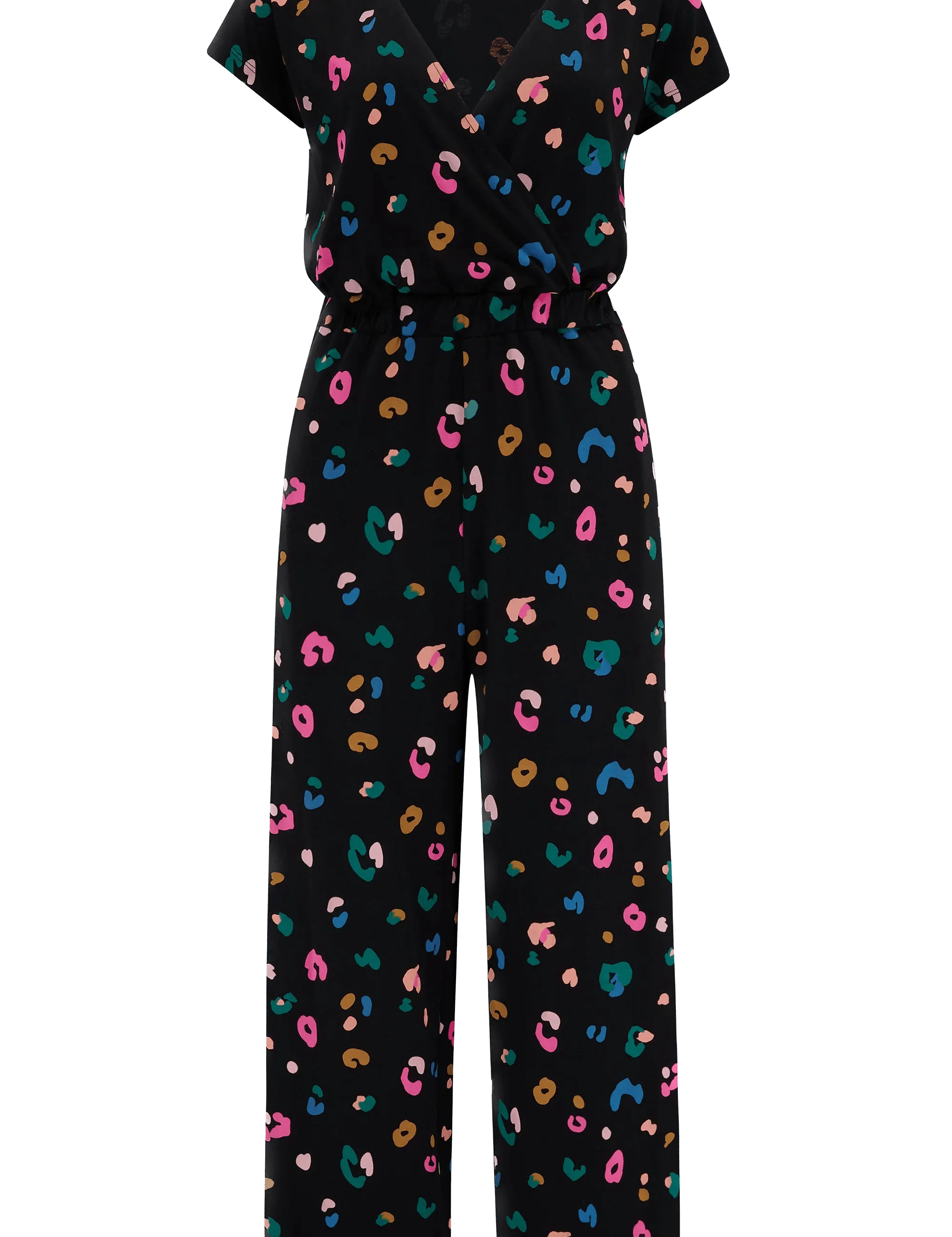 Mono Sugarhill Katrina Cropped de Algodón Orgánico Black Paintbox Leopard - ECRU