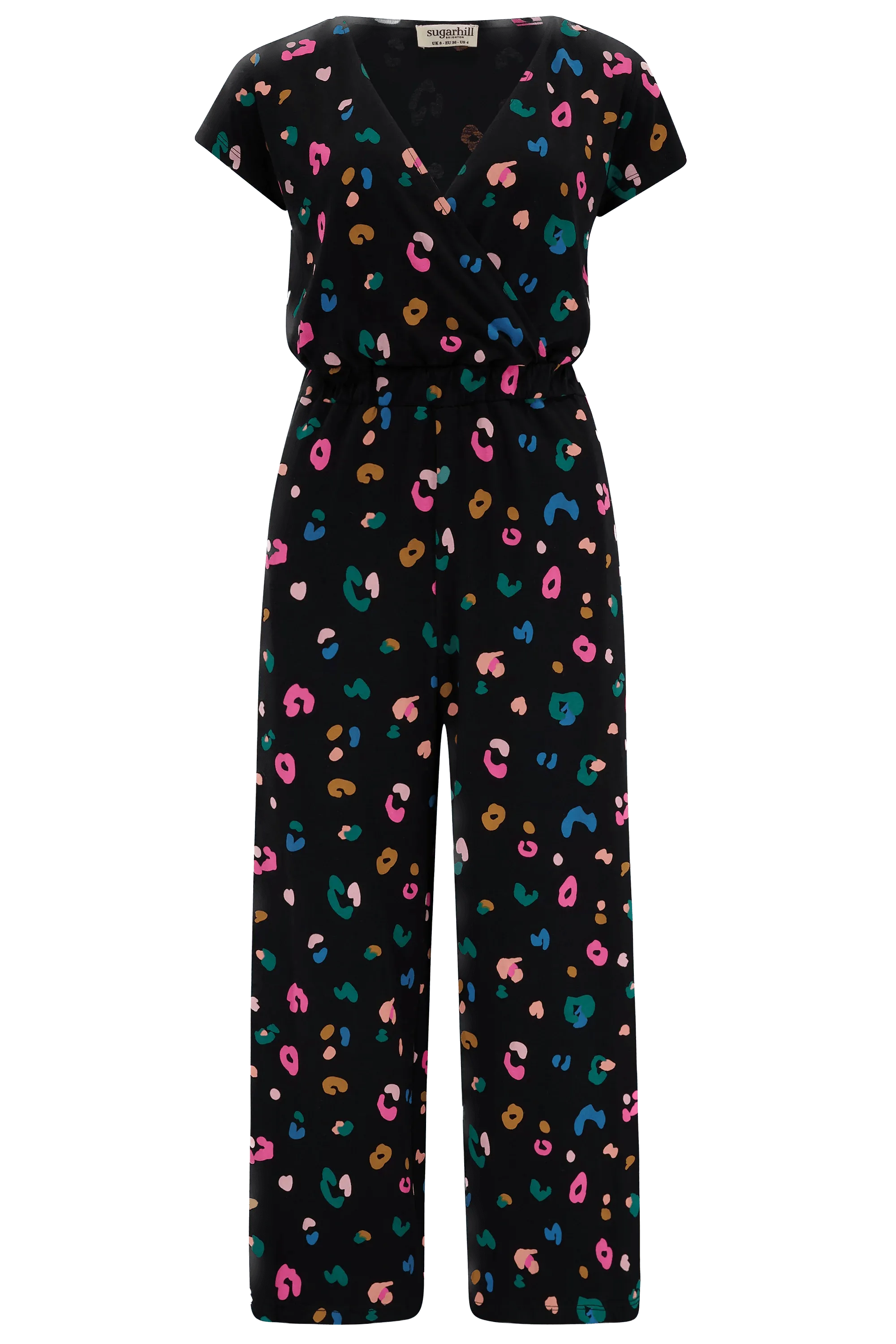 Mono Sugarhill Katrina Cropped de Algodón Orgánico Black Paintbox Leopard - ECRU