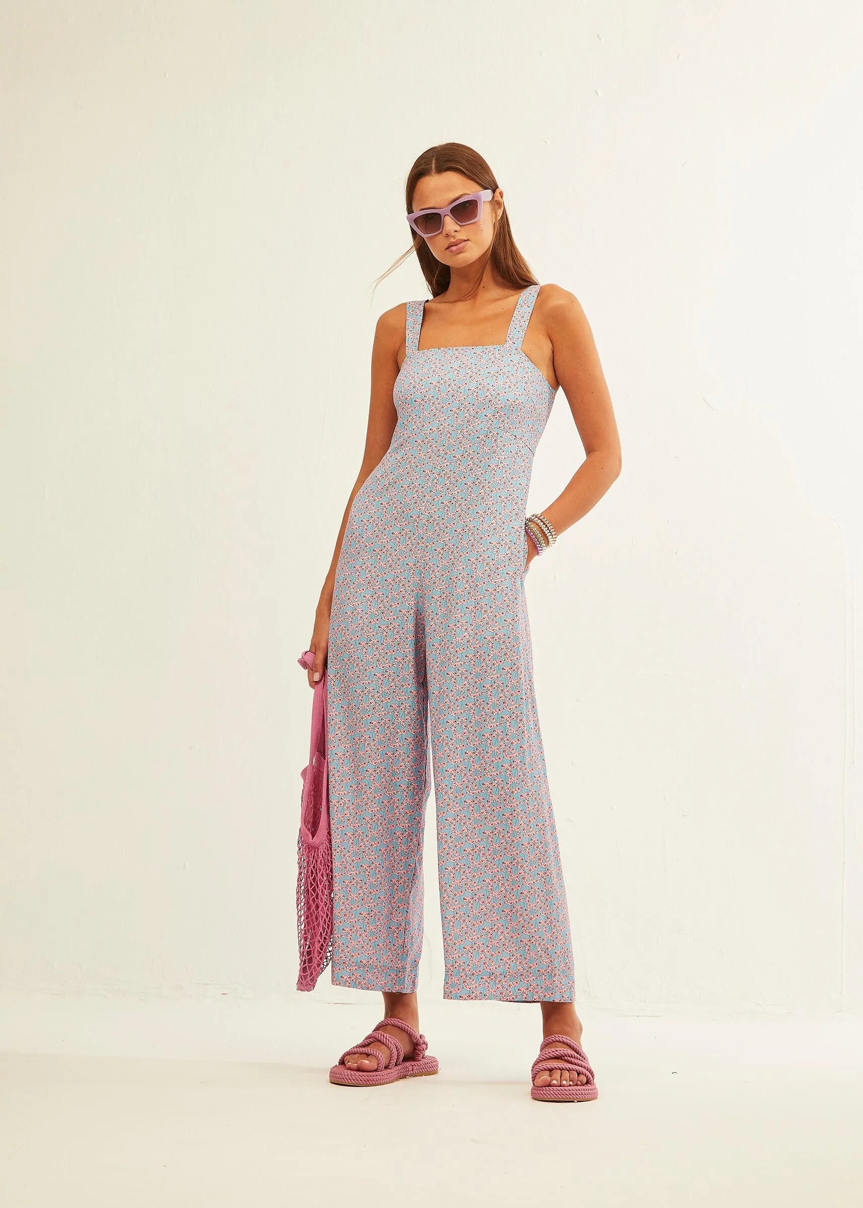 Mono Tirante Ancho Blue Daisy - ECRU