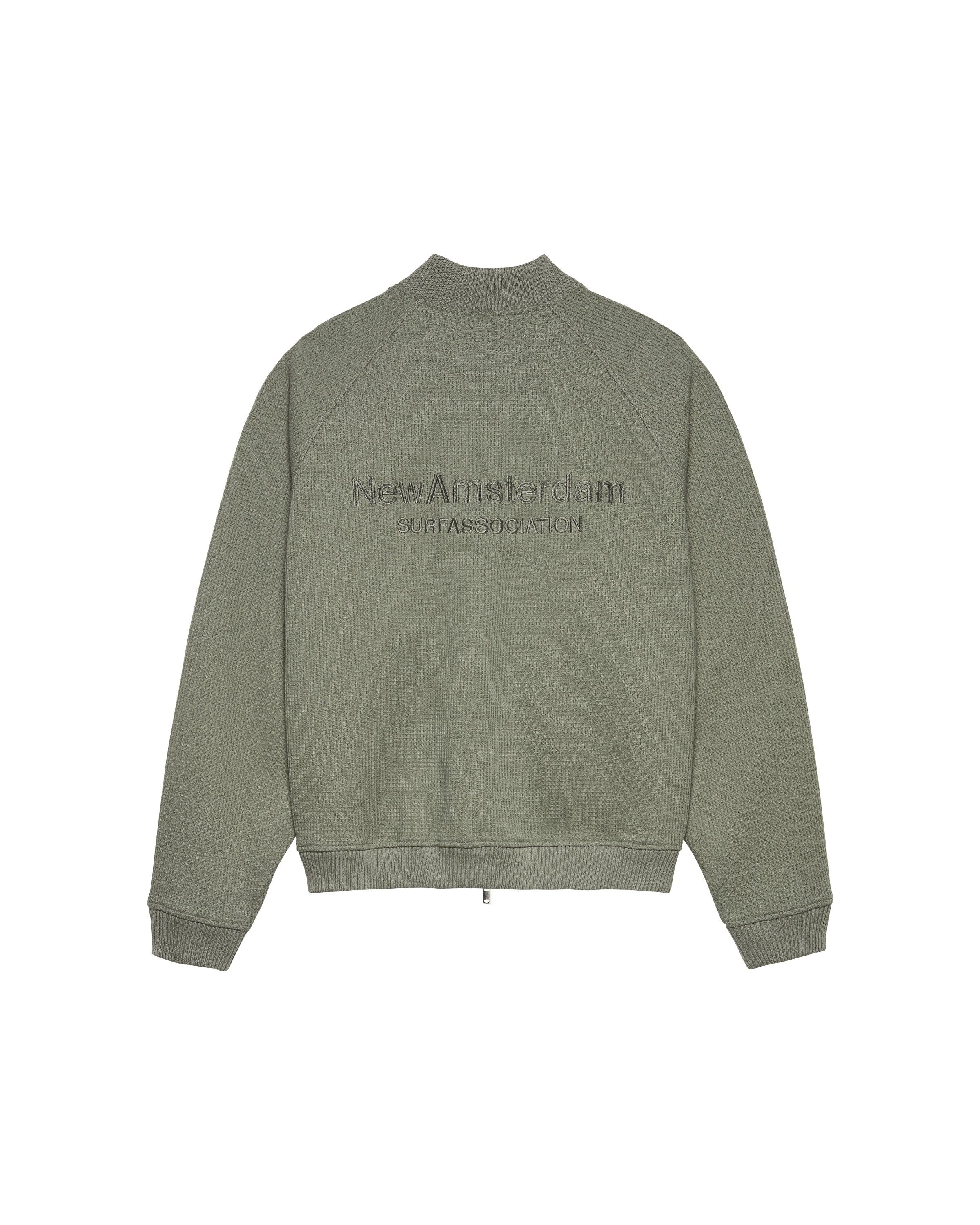 Chaqueta New Amsterdam Waffle Zip Up Sea Grass vista trasera
