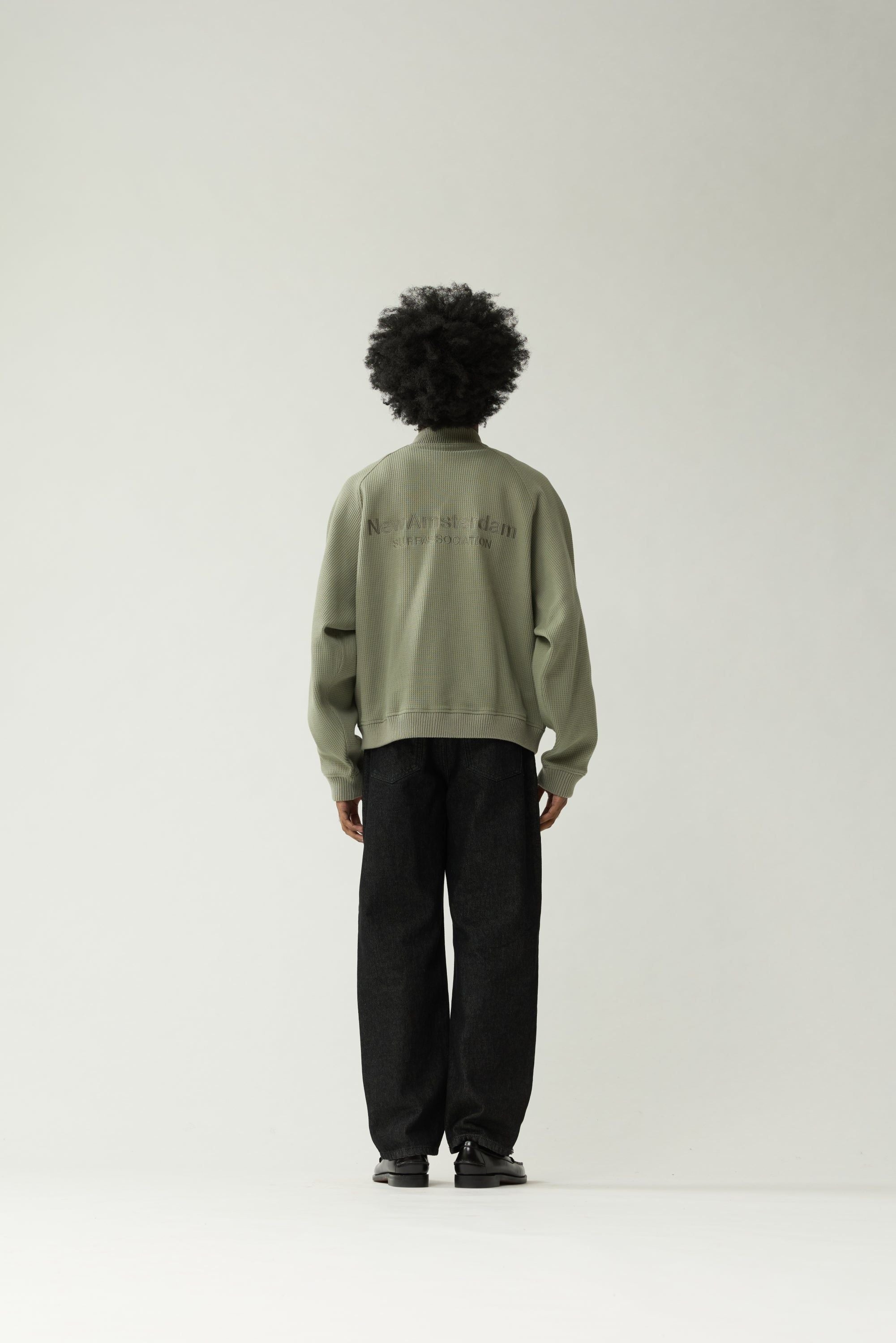 Detalle de chaqueta New Amsterdam Waffle Zip Up Sea Grass