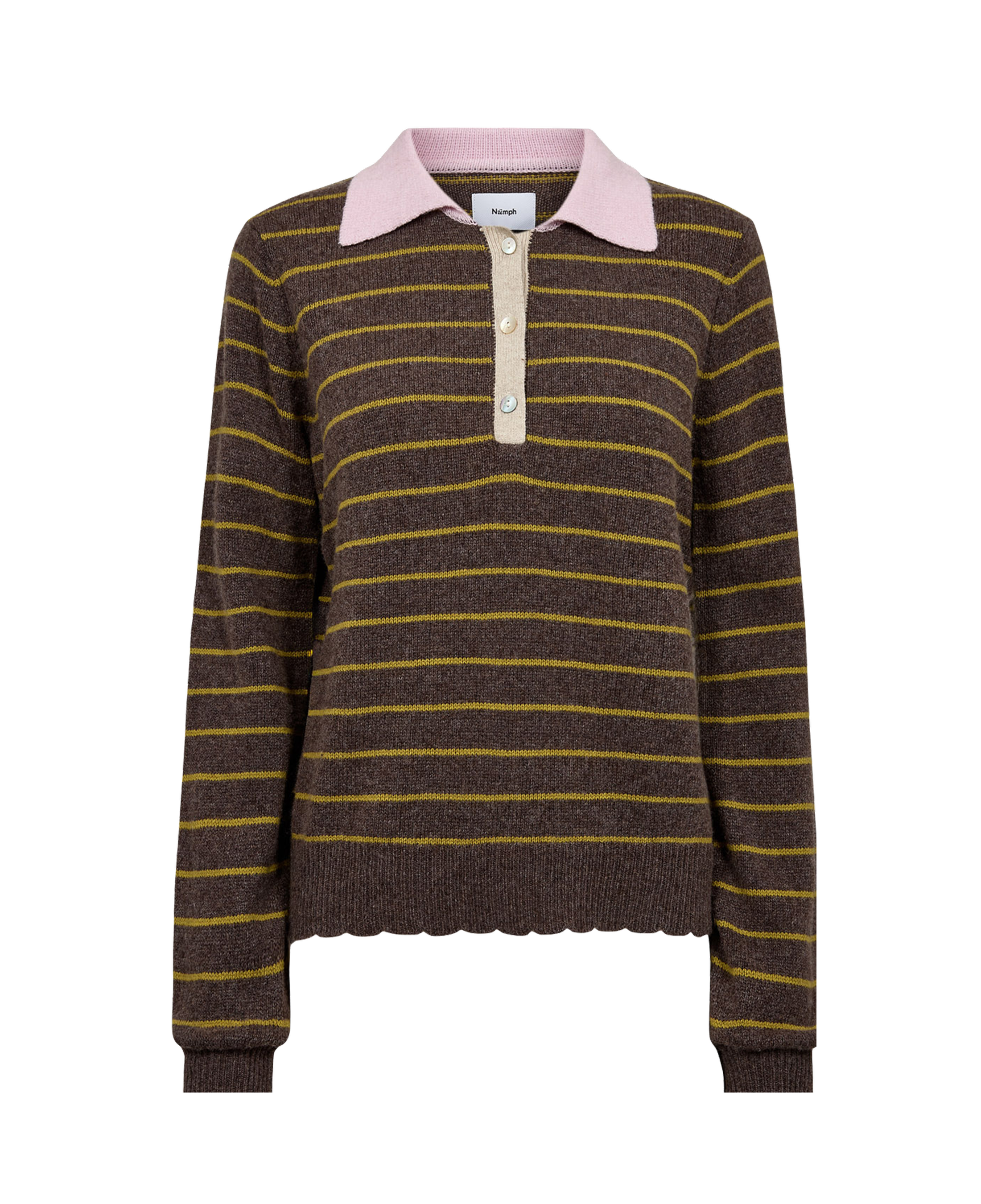 Jersey NÜMPH Lucinda Stripe Black Coffee – flat oficial transparente
