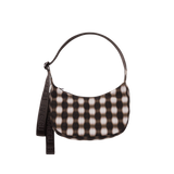 Bolso BAGGU Small Nylon Crescent Blurred Gingham Brown