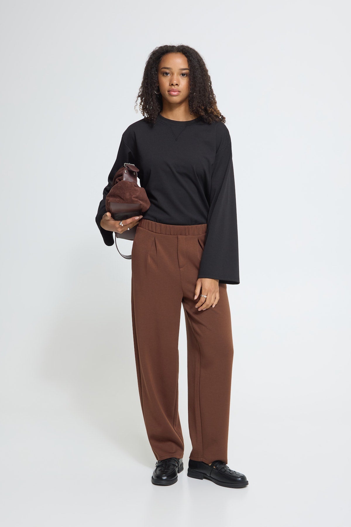 Pantalones ICHI Ihnaida Chicory Coffee - ECRU