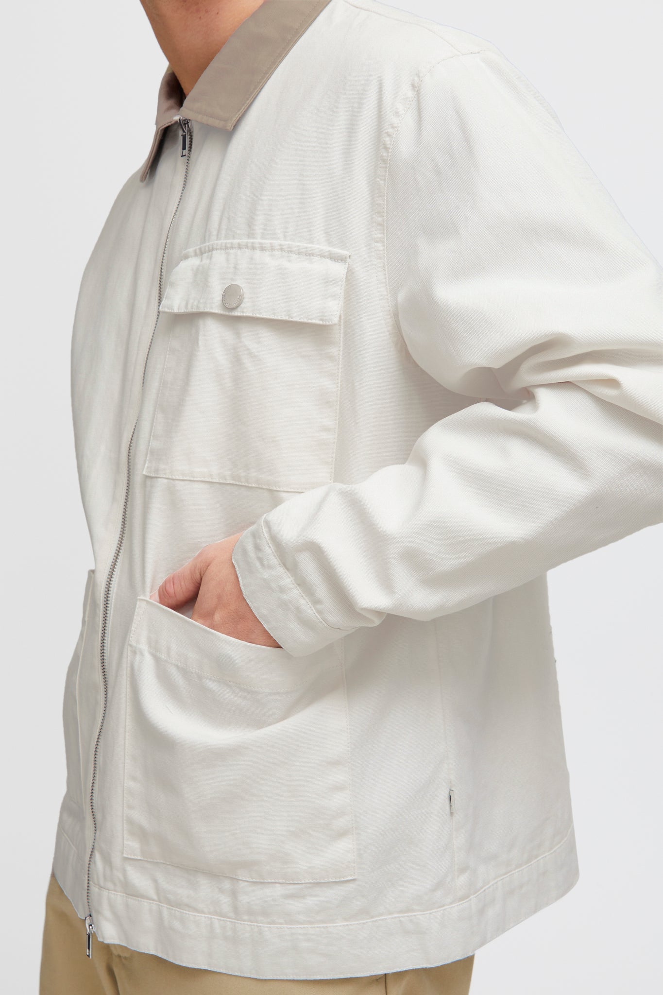 !Solid SDIb Zipper Jacket Off White