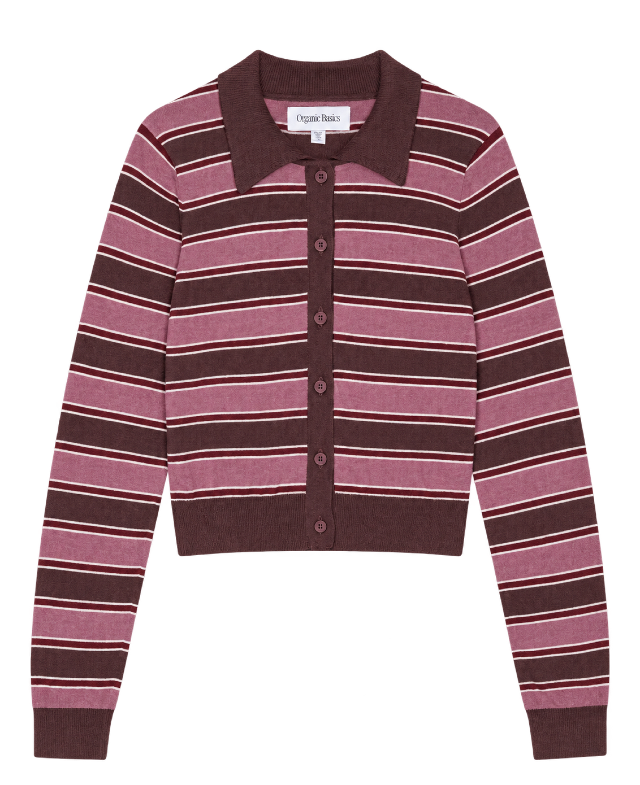 Cárdigan ORGANIC BASICS True Knit Fluffy Polo Sugar Plum Stripe