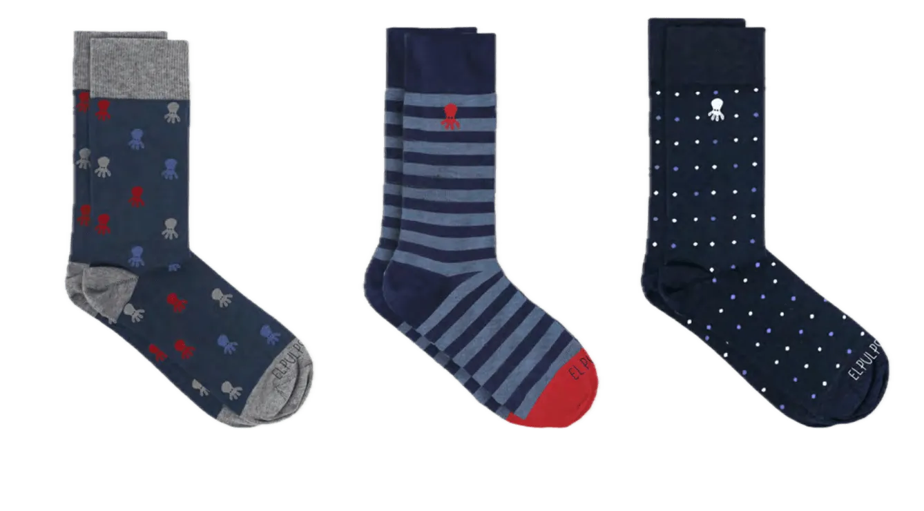 Pack de 3 Calcetines El Pulpo Blue Shadows - ECRU