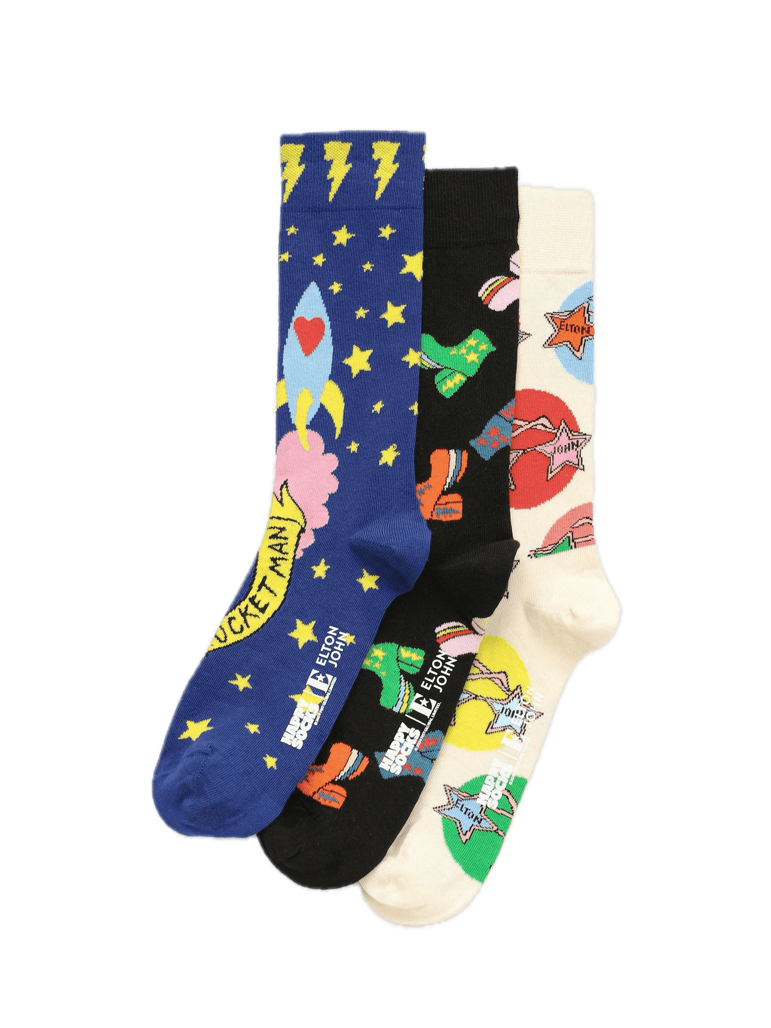 Pack de 3 Calcetines Happy Socks x Elton John Gift Set - ECRU