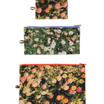 Pack de 3 Neceseres Baggu Flat Pouch Set Photo Florals - ECRU