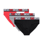 Pack de Tres Calzoncillos Diesel Slip Negro/Gris/Rojo - ECRU
