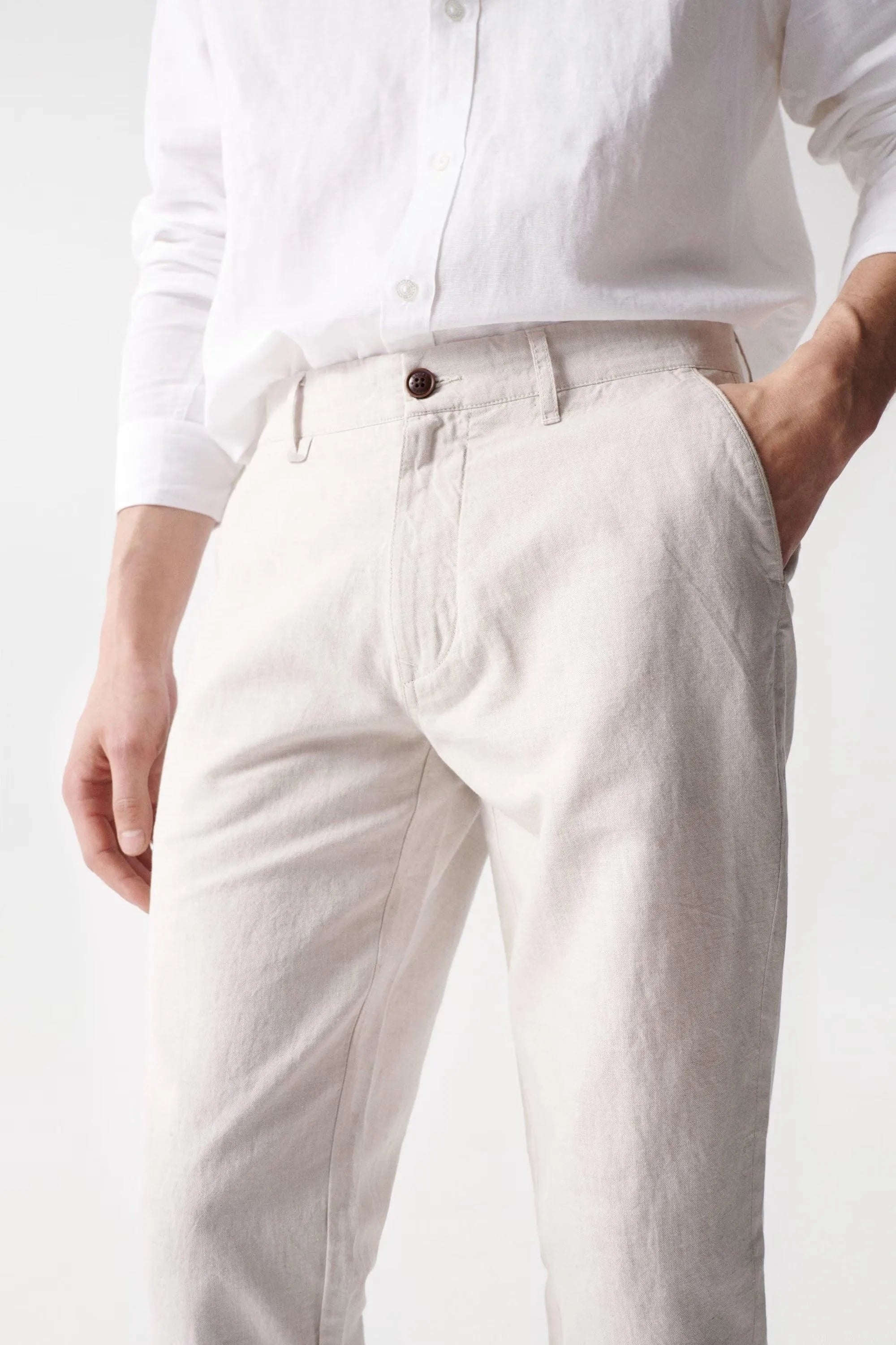 Pantalón de Hombre Salsa de Lino Corte Slim - ECRU