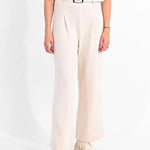 Pantalón Lili Sidonio Largo Tipo Cullote con Cinturón - ECRU