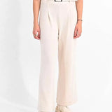 Pantalón Lili Sidonio Largo Tipo Cullote con Cinturón - ECRU