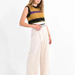 Pantalón Lili Sidonio Largo Tipo Cullote con Cinturón - ECRU