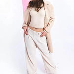 Pantalón Lili Sidonio Largo Tipo Cullote con Cinturón - ECRU