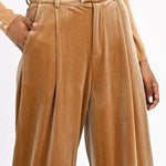Pantalón Molly Bracken Largo en Tejido de Terciopelo - ECRU