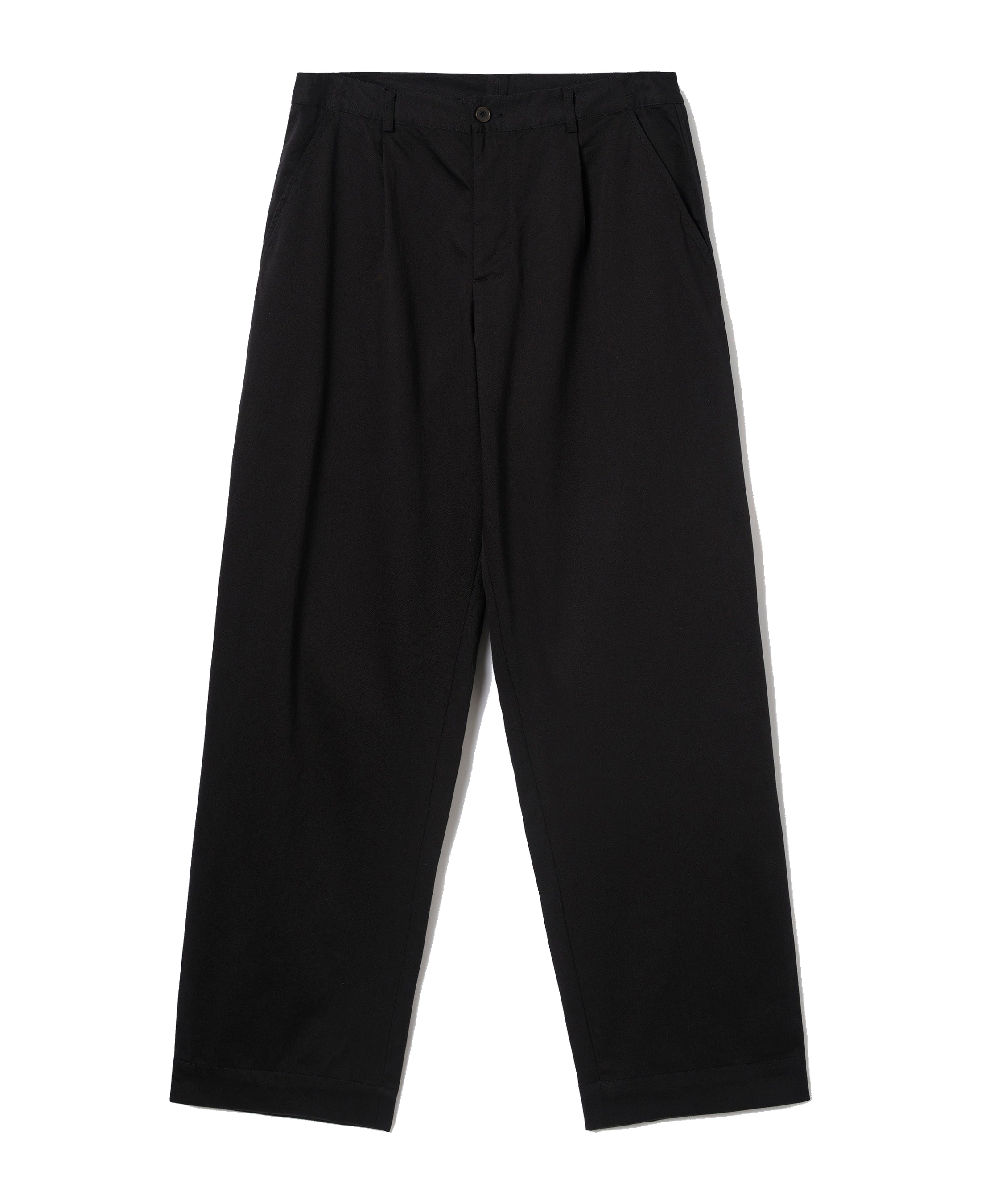 Pantalón UNIVERSAL WORKS Duke Twill Black — vista frontal, fotografía original sin fondo