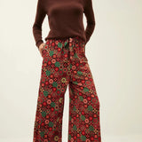 Pantalón Xantik Lazo Cintura Pink Mosaic - ECRU