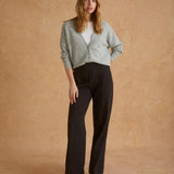 Pantalón Yerse de Punto Ancho Chocolate - ECRU