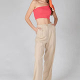 Pantalones 24colours Beige - ECRU
