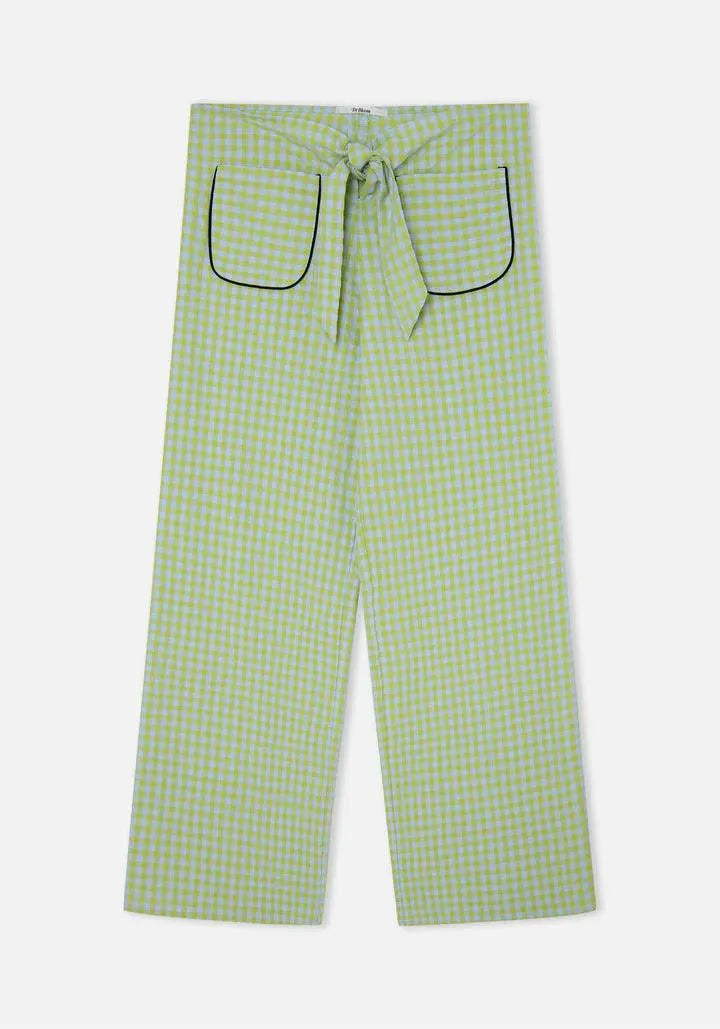 Pantalones Dr Bloom Lazo Vichy Verde - ECRU