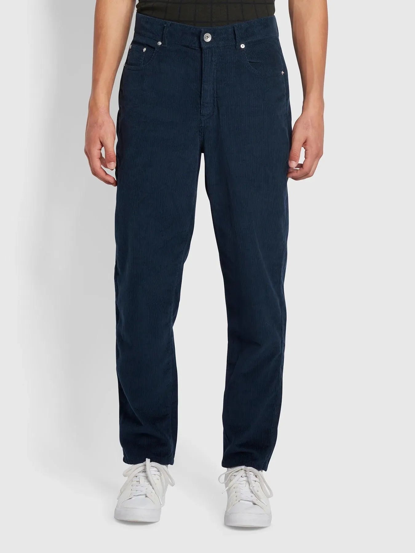 Pantalones Farah Rushmore de Pana Tapered True Navy - ECRU