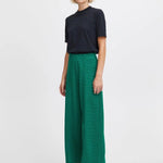 Pantalones ICHI Kate Cameleon Cadmium Green - ECRU