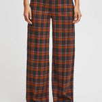 Pantalones ICHI Kate Checko Total Eclipse - ECRU