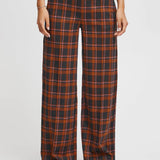 Pantalones ICHI Kate Checko Total Eclipse - ECRU