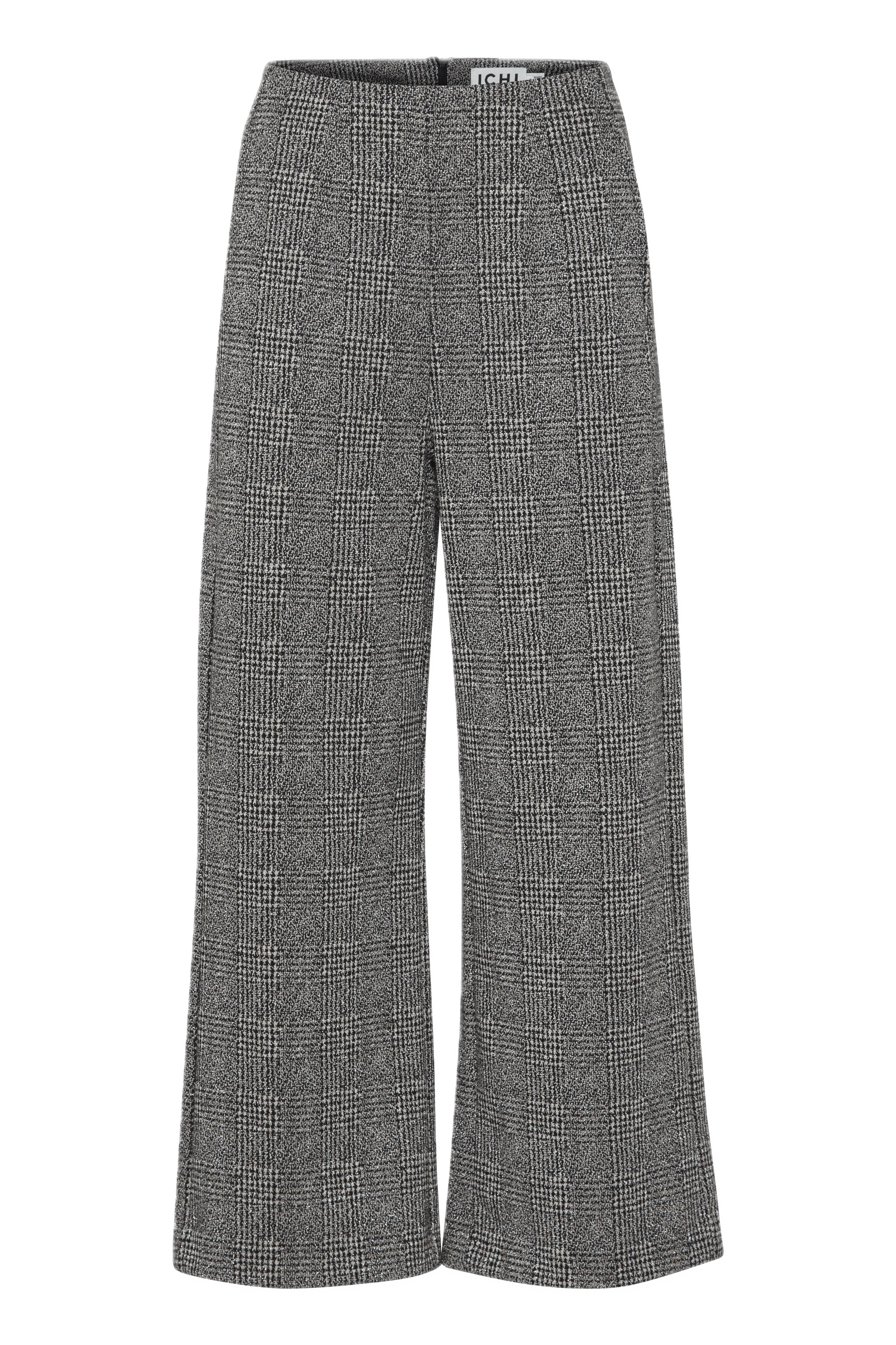 Pantalones ICHI Kate Lurex Mixture Wide Black - ECRU