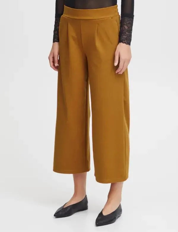 Pantalones ICHI Kate Wide Cathay Spice - ECRU