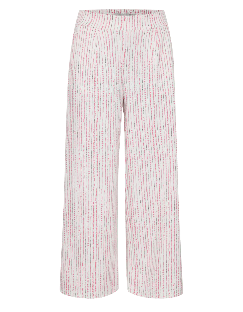 Pantalones ICHI Kate Wide Cloud Dancer Multi Stripe - ECRU