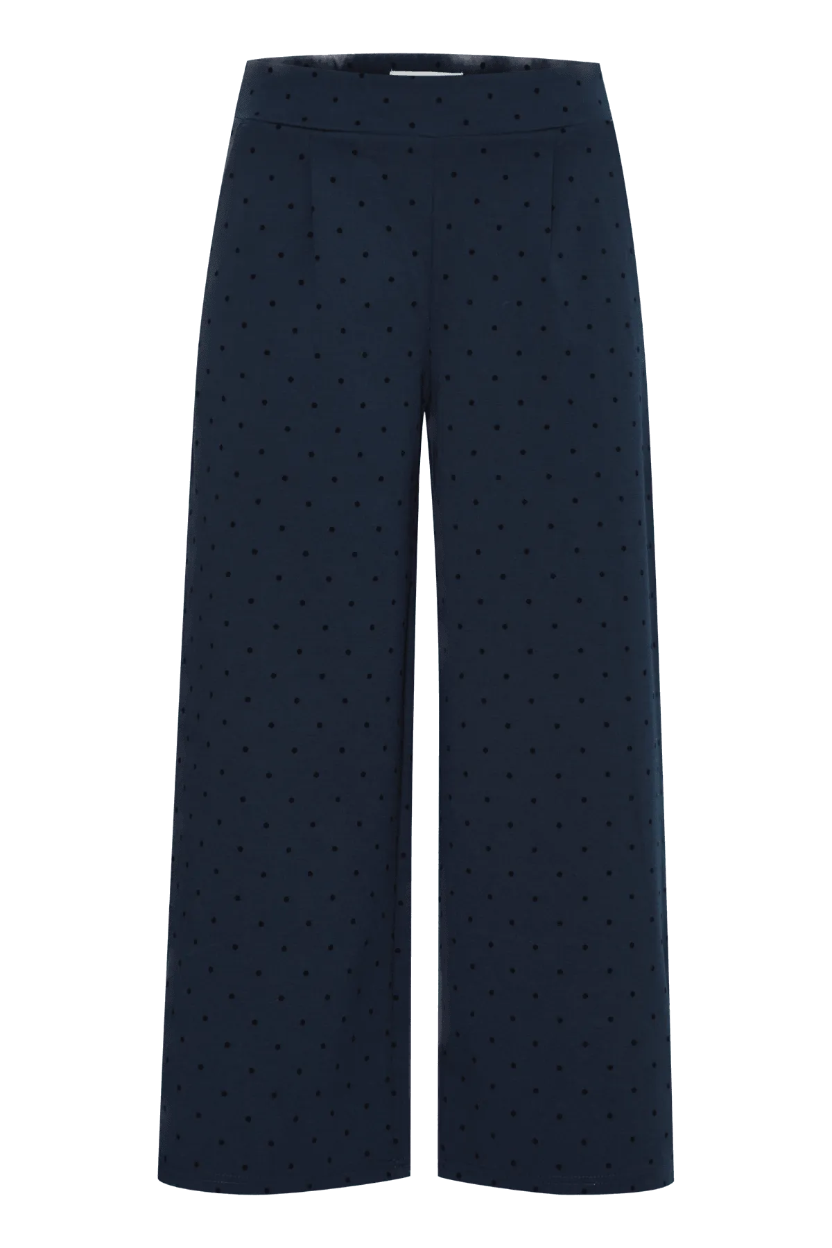 Pantalones ICHI Kate Wide Print Dot Total Eclipse - ECRU