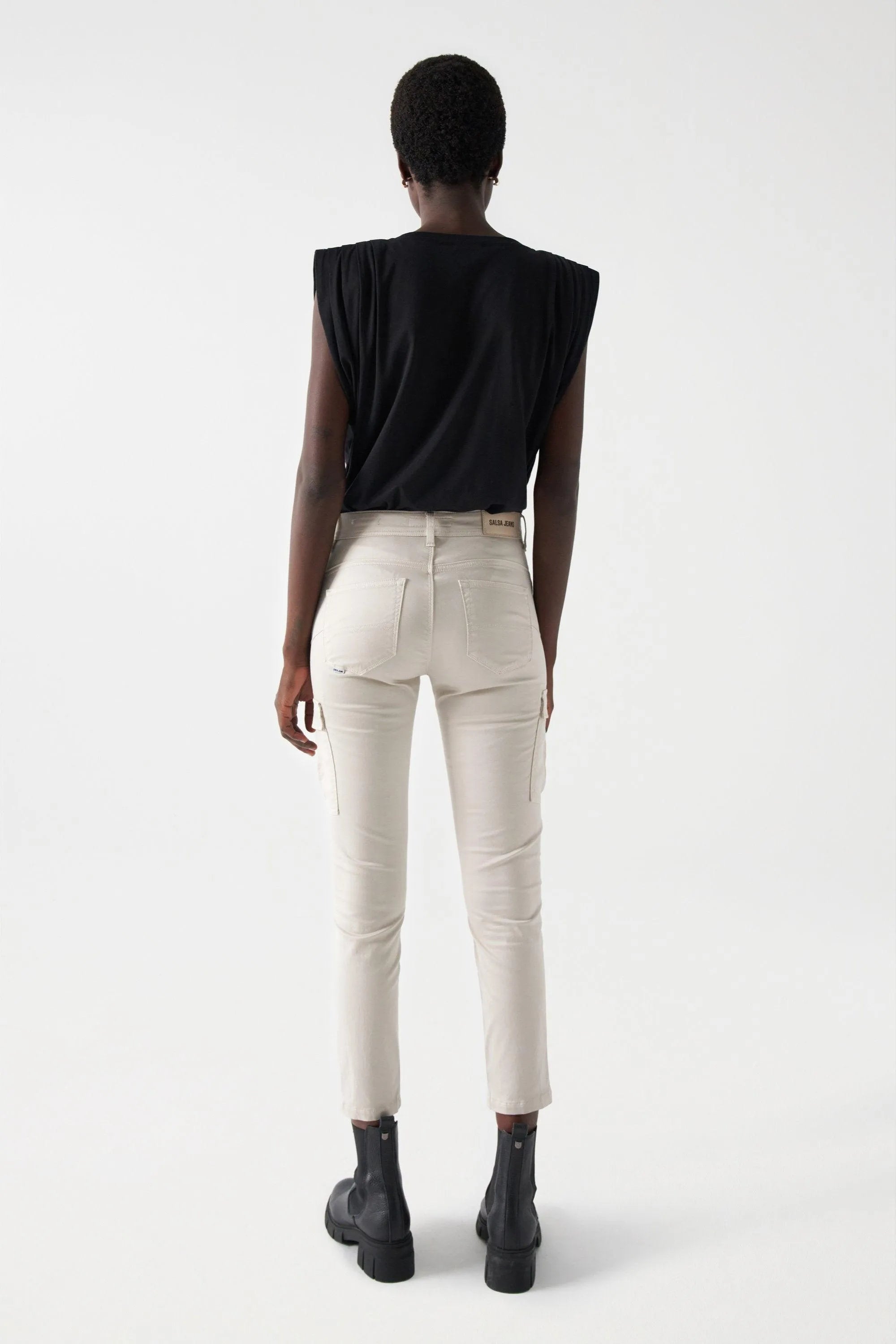 Pantalones Salsa Jeans Push In Faith Cargo Pearl - ECRU