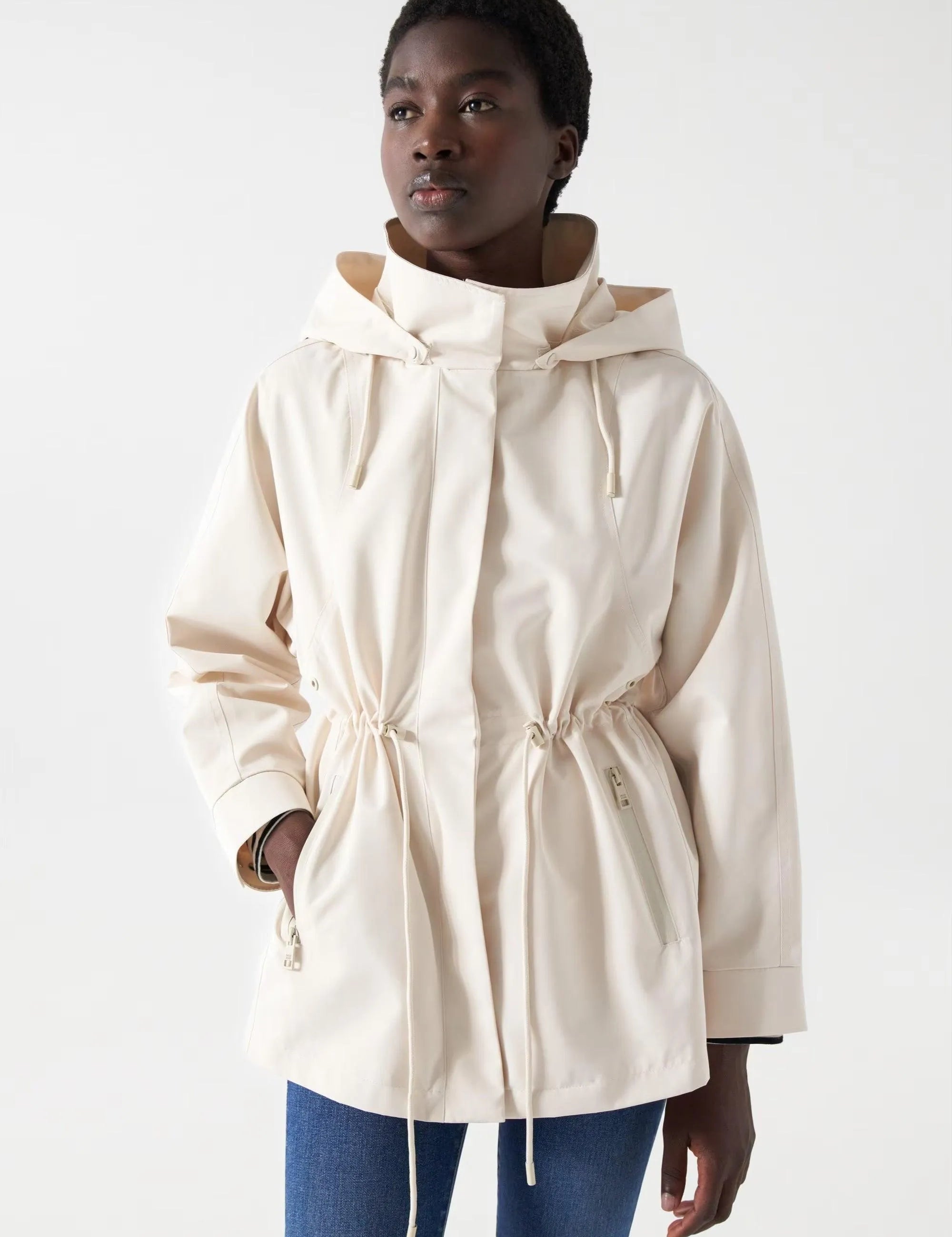 Parka Salsa Corta con Capucha - ECRU