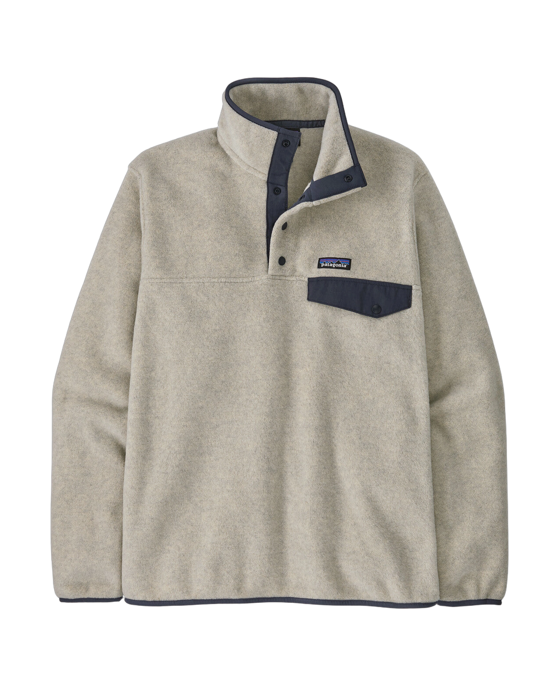 Forro polar PATAGONIA Lightweight Synchilla Snap-T Oatmeal Heather / New Navy — vista principal sin fondo